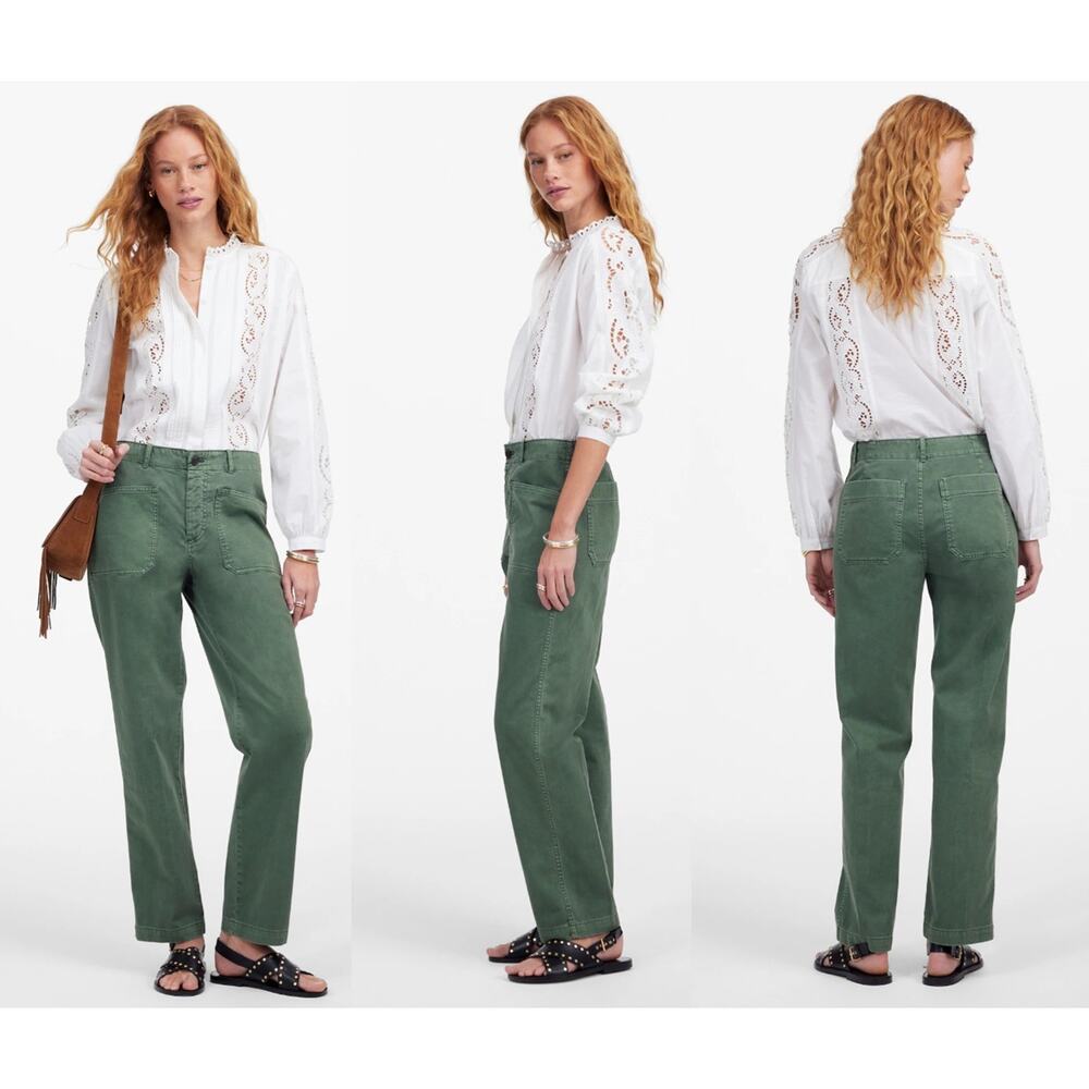 Madewell The Taper Leg Utility Pant Garment Dyed Twill Green Gopcore Sz 12 NWT